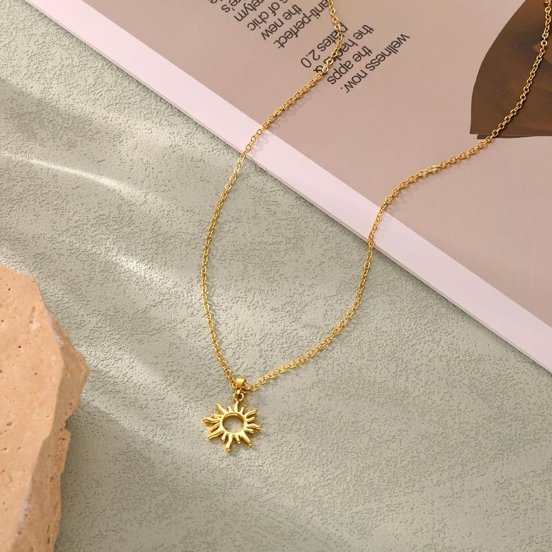 Funsanny Store قلائد لاريت للنساء - قلادة طويلة رقيقة عصرية مطلية بالذهب عيار 14K مقاومة للحساسية مجموعة قلادة سلسلة على شكل Y مع قلادة شمسية CZ على شكل T للنساء مجوهرات غير قابلة للتأكسد - Image 4